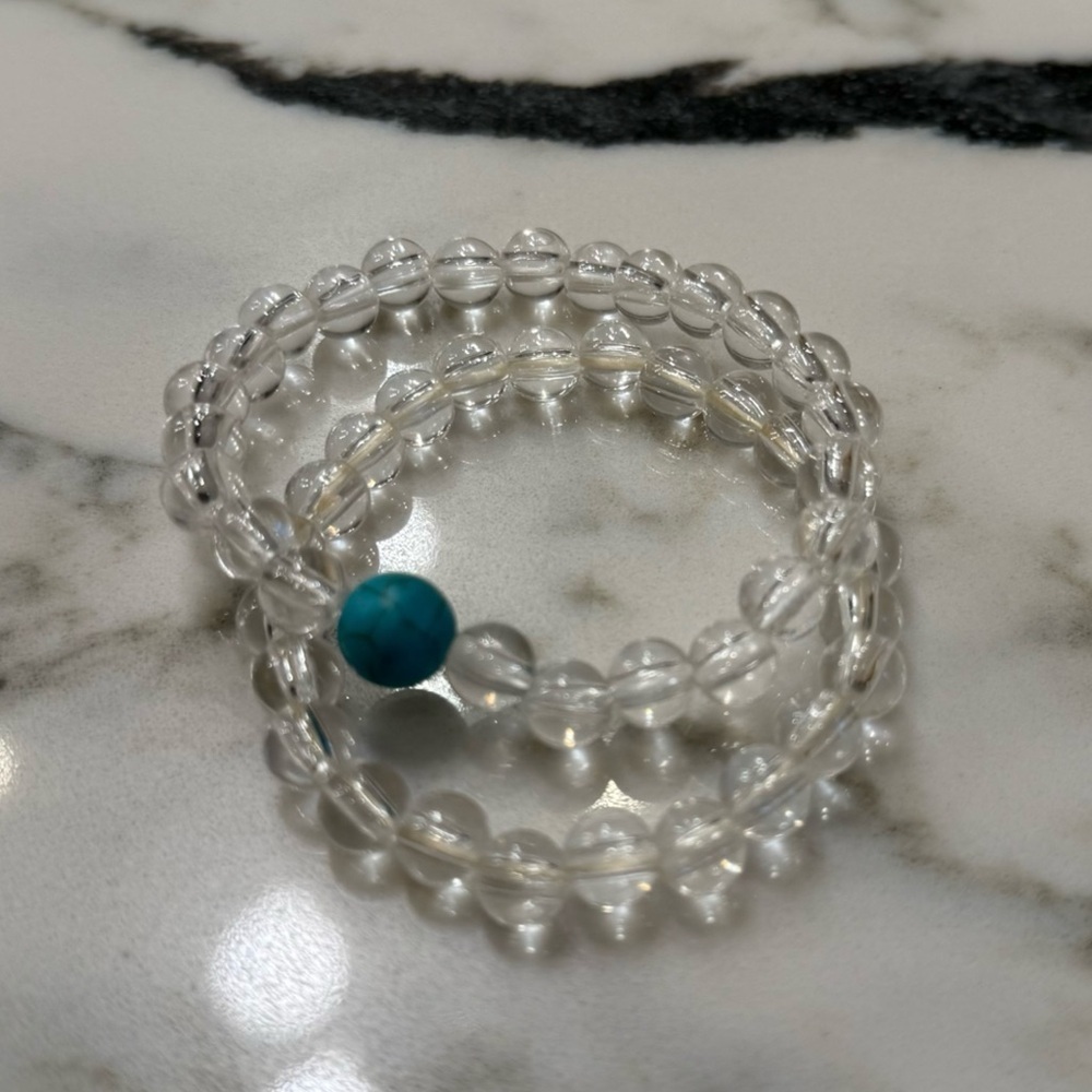 ⛱️🔥Boutique - Clear Beaded Stretch Bracelet Set of 2 - OS